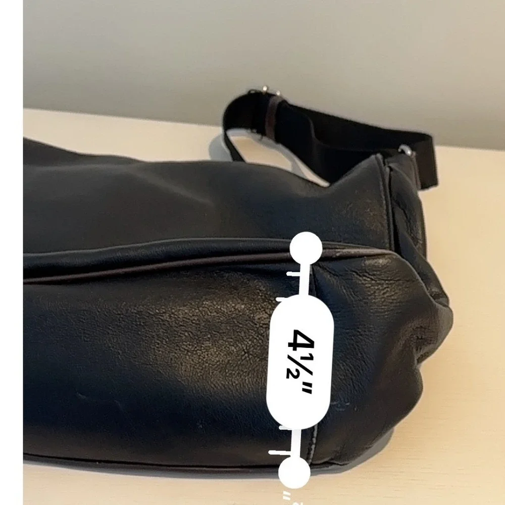 Tuscan's Black Pebbled Leather Messenger Bag Adjustable Crossbody Italy